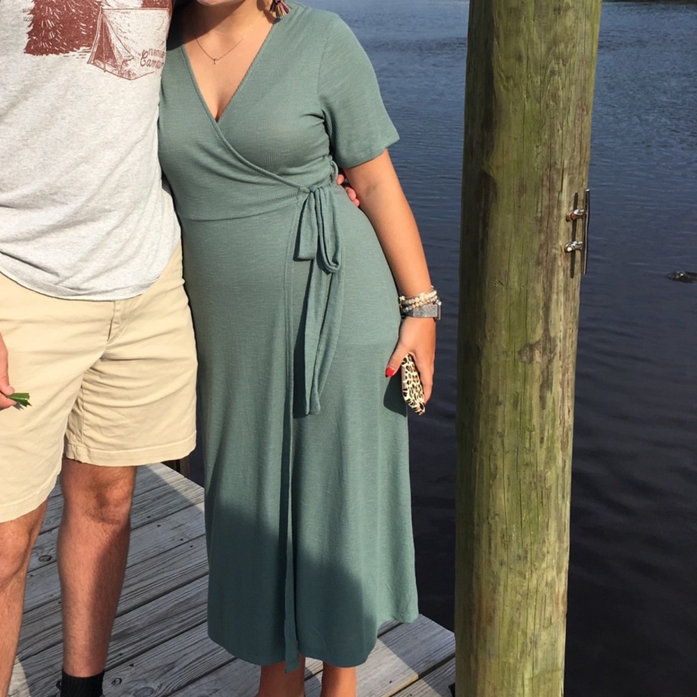 Mid length T-shirt wrap dress